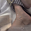 Double-Layer Mermaid Tail Silver-Plated Anklet Female Korean Personality Sexy Simple Ankle Chain Foot Bracelet